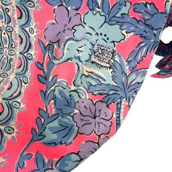 Lilly Pulitzer Women’s M Pamela 3/4 Sleeve Top Soleil Pink Paradise Elephant - Picture 9 of 14